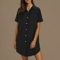 thumbnail image 2 of Maxi Dresses for Women Summer Button Up Shirt Skirt Cotton And Linen Mini Dress Shirt Dress, 2 of 9
