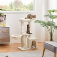 thumbnail image 2 of PetFurnishn Multilevel Cat Tree Cat Scratching Posts Cat Houses and Condos with Condo & Nest & Platform & Basket for Indoor Cats and Kittens Play & Rest as Activity Center 33in, Beige, 2 of 10
