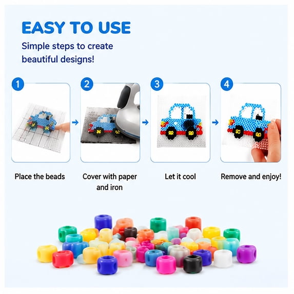 DIY Bead Board, 2.6mm Pixel Art Bead Board for Kids and Adults, Blue and White Grid Bead Craft Kit for Hand-Eye Coordination Practice, Educational Bead Art Activity with 52 Pins