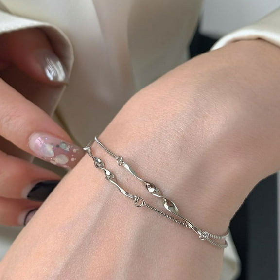 PERITANG 925 Sterling Silver Bracelets for Women, INS Fashion Adjustable Slider Unique S925 Bracelet Jewelry For Wedding Gifts