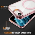 thumbnail image 4 of Dteck Magnetic for iPhone 16e Case with Screen Protector Electroplated TPU Frame Compatible with MagSafe Hard PC Clear Back Shockproof Phone Case for iPhone 16E,Pink, 4 of 7