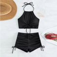 thumbnail image 4 of Birdeem Women Solid Color Split Body Sexy Backless Bikini Swimsuit Set, 4 of 11