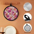 thumbnail image 6 of ZIATUBLES 2 Pieces Pot Holders Oven Mitts 2-in-1 Heat Resistant Hot Mats with Breathable Cotton-Like Liner Non-Slip Quilted Liner Trivets Kitchen 8 Inch Round Decor, Flower Painting, 6 of 7