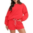 thumbnail image 2 of Wancir Women 2 Piece Outfits Sweatsuit Oversized Sweatshirt Lounge Sets 2024 Fashion Long Sleeve Shorts Matching Sets with Pockets, 2 of 6