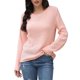 thumbnail image 1 of Gibobby SuéTer Mujer Invierno Suéter de manga larga informal con cuello redondo de Color para mujer, blusa sólida para mujer(Rosa,XG), 1 of 5