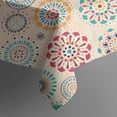 thumbnail image 5 of Multicolor Ethnic Floral Pattern Square Tablecloth,Waterproof Square Table Cover,Wipeable Spillproof Washable Table Cover for Home Kitchen Party Decor 52"x52"(132x132cm), 5 of 6