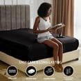 thumbnail image 5 of MR&HM Silky Satin Fitted Sheet Queen Size, Soft Fitted Sheet with Elastic Corner Straps, Deep Pocket up to 15 Inches, No More Slipping Off for Mattress - 1 Black Fitted Sheet Only (Black), 5 of 6