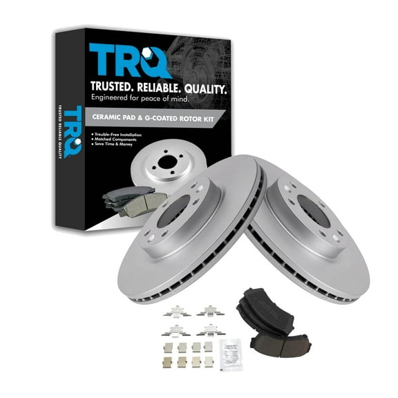 TRQ Front Brake Pad & Rotor Kit Brake Pads Brake Rotor Ceramic Premium G-Coated Fits Select 2006-2012 Ford Fusion 2007-2012 Lincoln MKZ 2006 Zephyr 2006-2013 Mazda 6 2006-2011 Mercury Milan