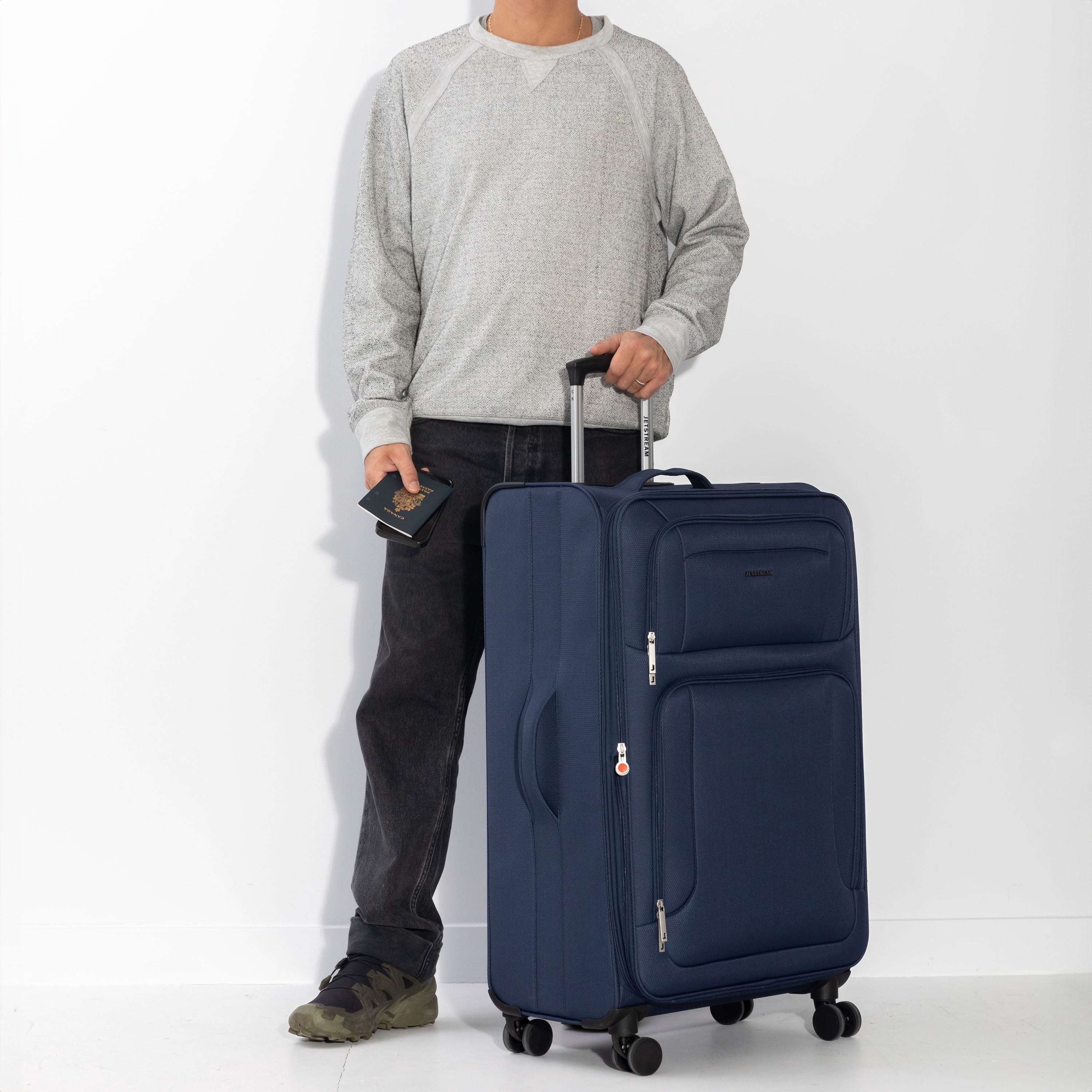 Jetstream Softside Large Checked Luggage, Lightweight Rolling Travel Suitcase with Spinner Wheels