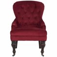 thumbnail image 2 of SAFAVIEH Falcon Traditional Tufted Arm Chair w/ Casters, Red Velvet, 2 of 4