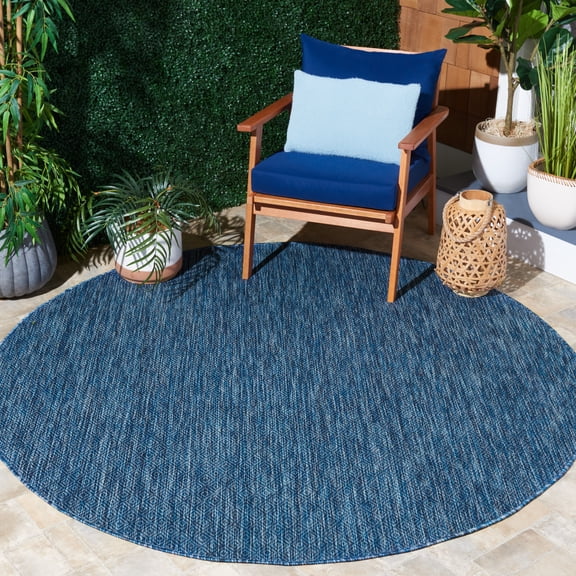 Safavieh Courtyard Mitre Geometric Indoor/Outdoor Area Rug, Navy, 4' x 4' Round