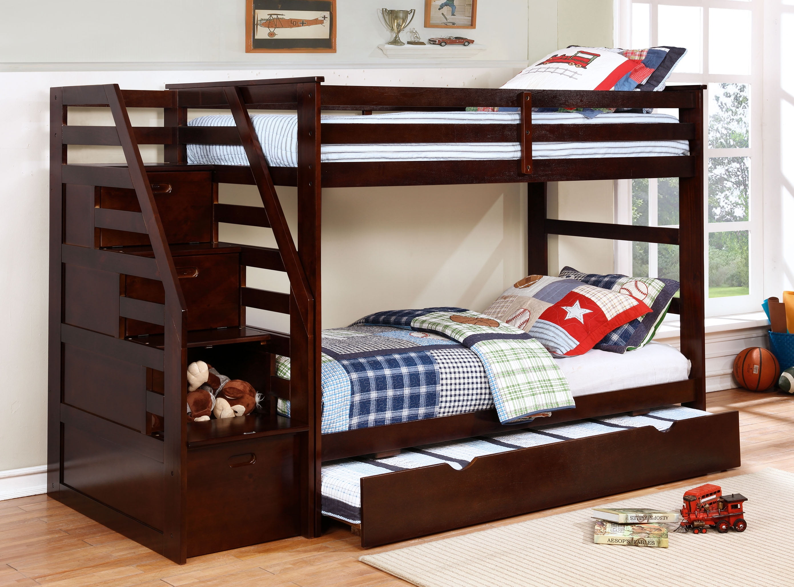 twin bunk beds with trundle