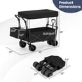 thumbnail image 3 of Gymax Collapsible Wagon w/Removable Canopy Adjustable Handles Detachable Storage Bag Black, 3 of 10