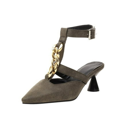 

Sunvit Heeled Sandals for Women- Casual Pointed New Style Ankle Strap Summer Sandals #143 Green-10.5