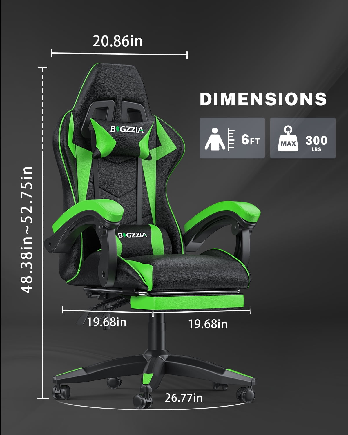 Bigzzia Gaming Chair with Footrest, Gaming Chair for Adult with