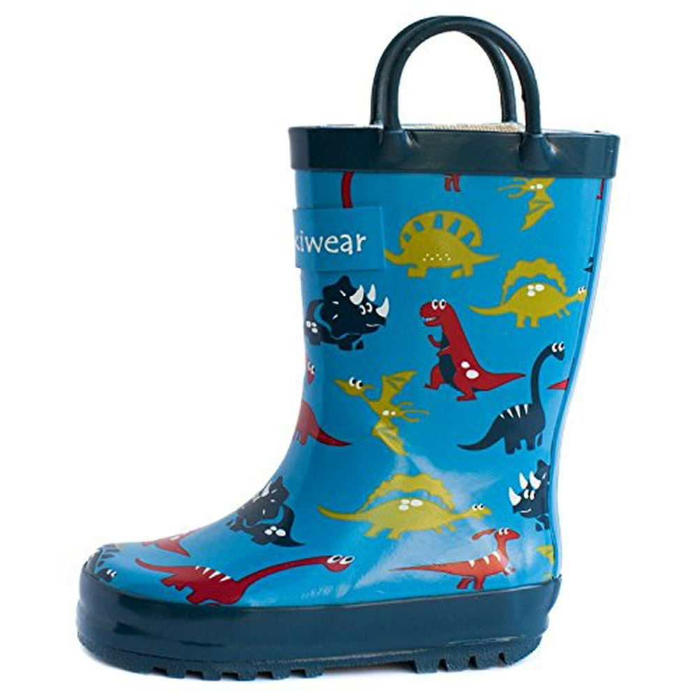 OAKI Kids Rain Boots For Boys Girls Toddlers Children Blue Dinosaurs