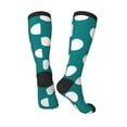 thumbnail image 5 of Lsque Teal And White Polka Dot Printed Crew Socks Men's Women's LightWeight Thin Casual Calf Socks ,Knee High Socks,Cotton Socks, 5 of 9