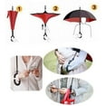 thumbnail image 4 of Inverted Umbrella Windproof Reverse Double Layer Umbrella with C-shaped Hands Red b11845-2, 4 of 5