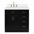 thumbnail image 2 of Ariel Hepburn 37 In. Left Offset Oval Sink Vanity With White Quartz Countertop 1.5" Edge In Black, 2 of 9