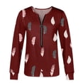 thumbnail image 3 of Gibobby Blusa Termica Chaqueta regular de club estampada para mujer（Vino， M), 3 of 5