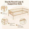 thumbnail image 5 of Miniyam Twin Wooden Daybed with Spindle Guardrails, Solid Pine Wood Bed Frame, Natural, 5 of 7