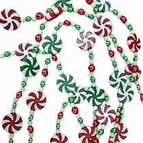 HCTSHG Christmas Candy Cane Garland Christmas Tree Peppermint Ornaments Candy Garland Wreaths Christmas Ball Garland Xmas Bead Hanging Ornaments for Holiday Party Home Decor(4 Size Options)