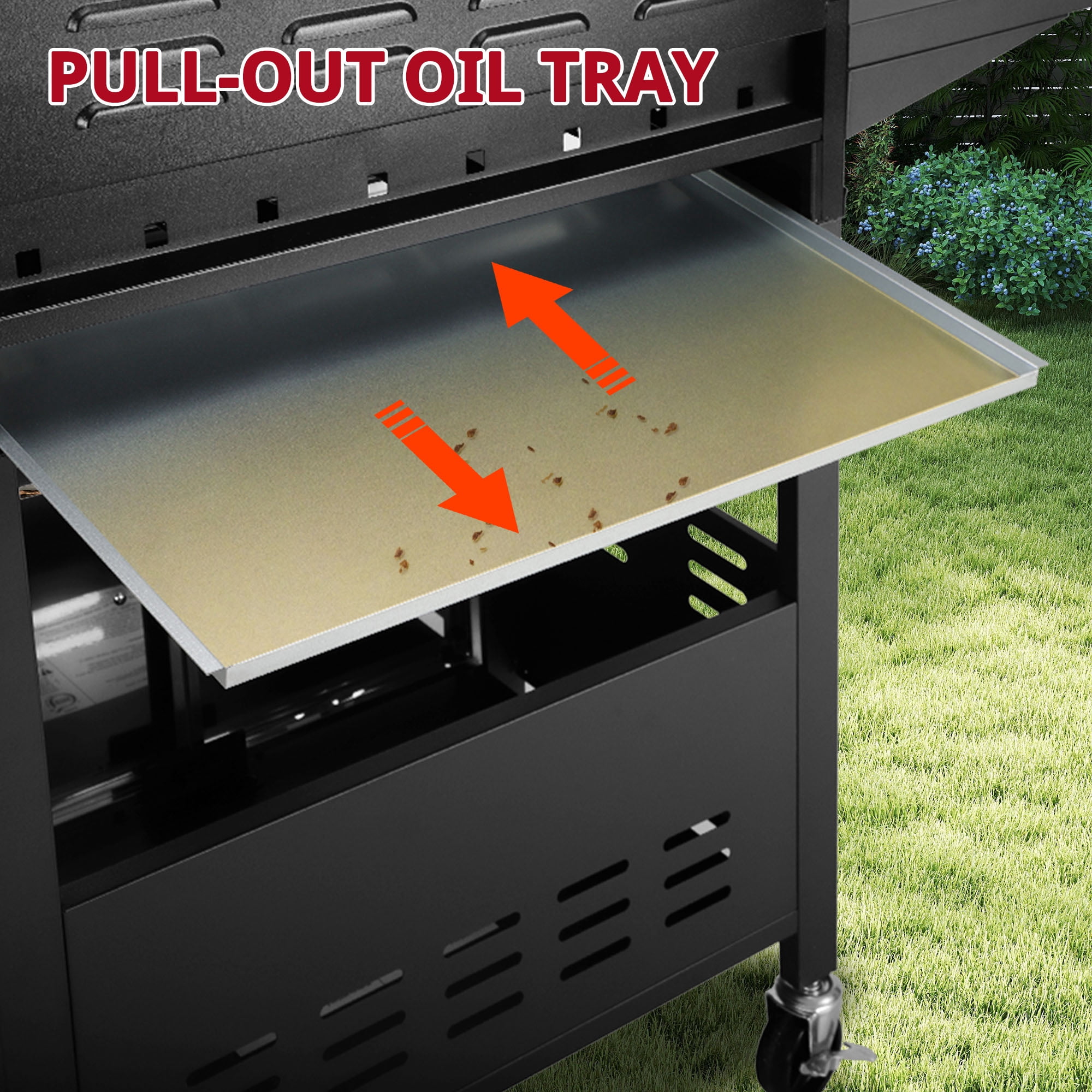 Enyopro Gas Grill, 4-Burner Propane Gas Grill, 40,00BTU Stainless Steel BBQ Grill With  Foldable Side Table, Hanging Basket, for Outdoor Camping Barbecue