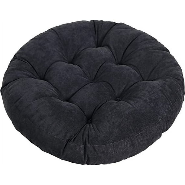Xiao Hua Cojines de suelo redondos para silla, cojines para exteriores, para meditación, yoga, sala de estar, sofá, balcón, 55 x 55 cm, color negro