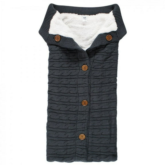 Hudson Baby Infant Boy Faux Shearling Knitted Baby Lounge Stroller Wrap Sack, Charcoal, One Size