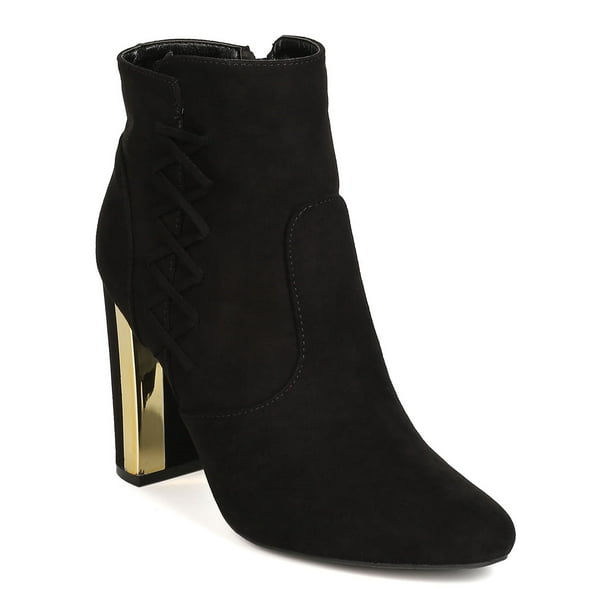 faux suede chunky heel booties