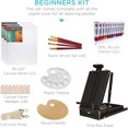 thumbnail image 2 of French Easel, 32pc Beginners Kit Portable Wooden Folding Adjustable Sketch Box Artist Tripod for Painting, Drawing w/Acrylic Paints, Brushes, Canvases, Palettes - Black, 2 of 7