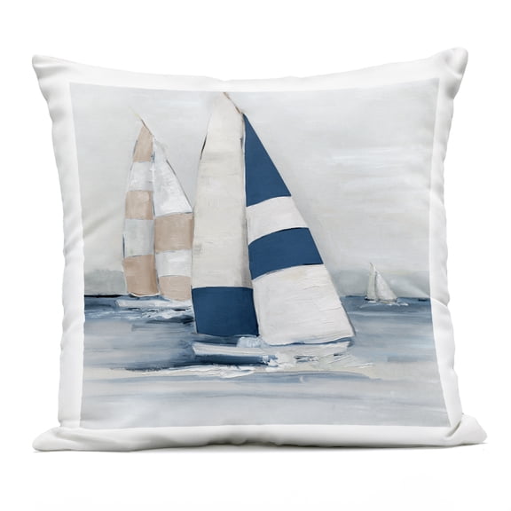 Stupell Industries Striped Sailboat Voyage Design by Sally Swatland Outdoor Printed Pillow