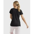 thumbnail image 3 of Hanes Women's Slub Jersey Shirred V-Neck T-Shirt Black XL, 3 of 5