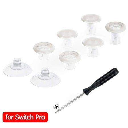 eXtremeRate Transparent ThumbsGear Interchangeable Ergonomic Thumbsticks for Nintendo Switch Pro Controller with 3 Height Domed and Concave Grips Adjustable Joystick
