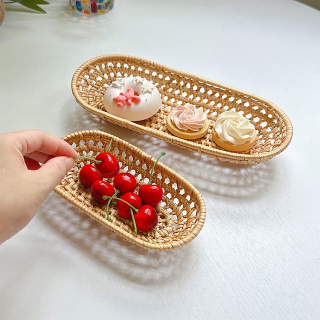 Sentmoon Woven Basket Baskets for Organizing Boy Easter Basket Stuffers Small Wicker Basket Rattan Woven Basket for Storing Bread Fruit and Snacks for Kitchen Restaurant Outdoor