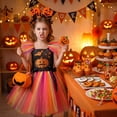 thumbnail image 2 of Girls Halloween Pumpkin Tutu Dress 3-Piece Set, with Pumpkin Headband Candy Bag, Kids Dress Up Outfit for Trick-or-Treat Birthday Fall Party (3#Multicolour/5-6 Years), 2 of 9