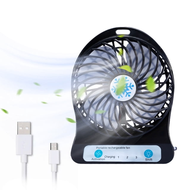 Kyusrd Summer All Sale!Portable Small Desk Fan, Mute Snowflake Fan With LED Lantern, Three Gear Indicator Light, 1200mAh Rechargeable Battery Operated USB Fan, For Office, Bedroom