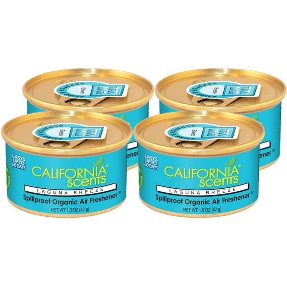California Scents Spillproof Organic Air Fresheners Canister, Laguna Breeze, 1.5 oz, 4 Pack