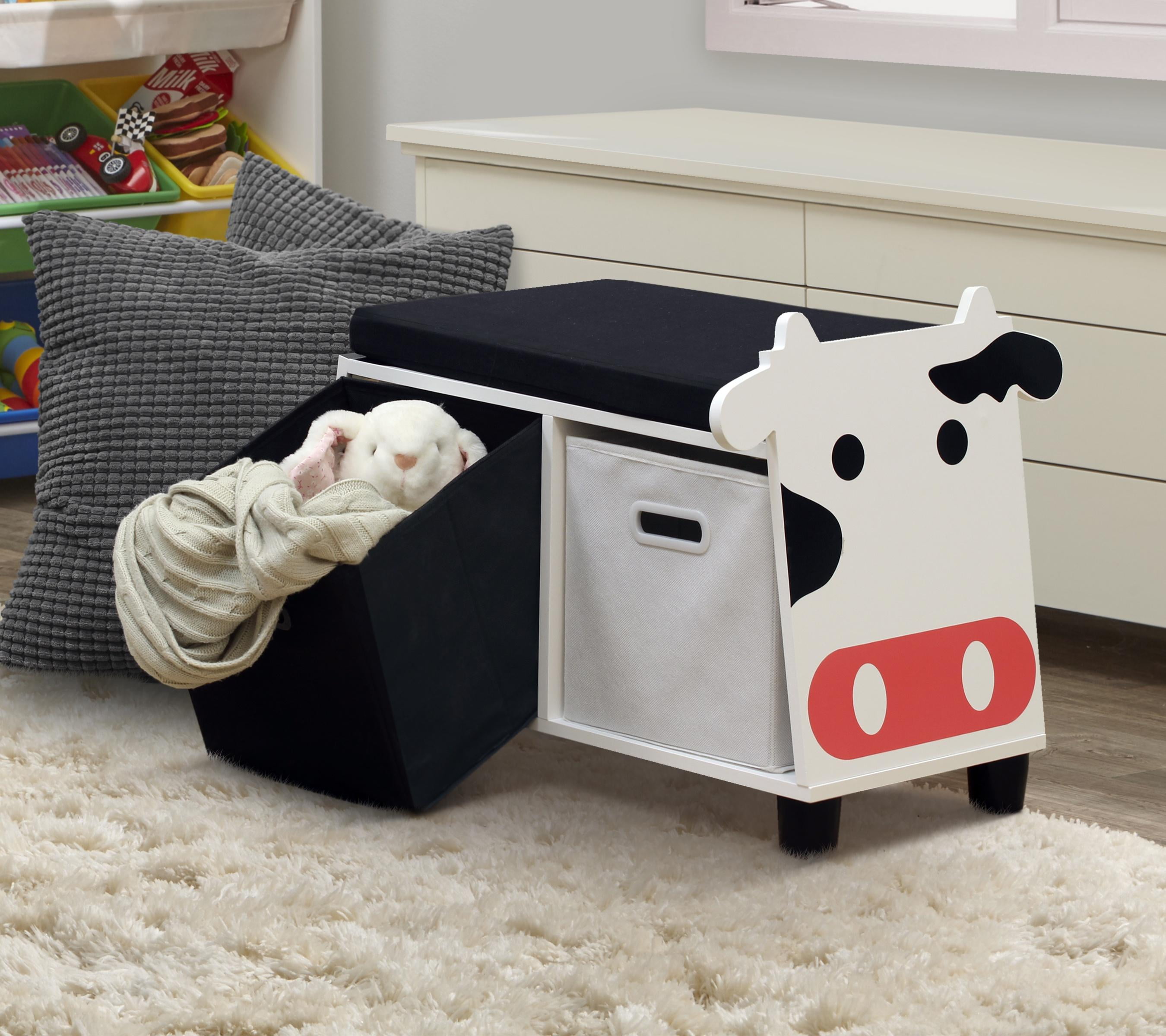 Turtleplay  Childrens Cow Storage Bench with Cushion