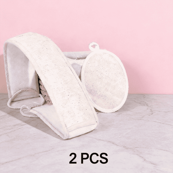 2 PCS Shower Bath Natural Loofah Back Scrubber, Exfoliating Body Sponge Scrubber for Men Women, Deep Cleaning Body Scrub to Invigorate & Smooth Skin