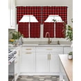 thumbnail image 4 of Black Red Plaid Swag Kitchen Curtains Sets for Windows 24 Inch Length, Vintage Rustic Buffalo Checked Gingham Short Window Curtain Panels Swags Valances and Tiers 3 Piece Set for Cafe/Dining Room, 4 of 5
