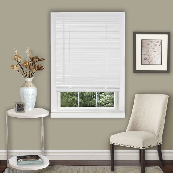 Amanecer Collection Cordless Vinyl 1-Inch Light Filtering Mini Blind- Pearl White - 31" x 64" (Actual Measurement 30.5