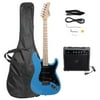 Glarry Full Size Electric Guitar for Beginner with 20 Watt Amp and Accessories,Sky/Bright Blue with Black Pickguard