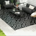 thumbnail image 2 of Outsunny Waterproof Outdoor Rug w/ Carry Bag 9' x 18' Black, Grey Geometric, 2 of 10
