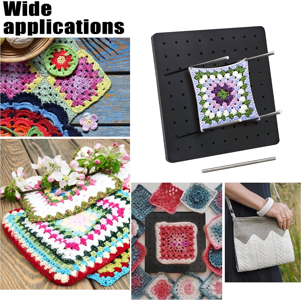 Square Acrylic Crochet Blocking Board with 20Pcs 304 Stainless Steel Bar Granny Squares Blanket Crochet Blocking Boards DIY