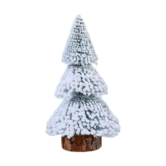 Mini árbol de Navidad vintage, adorno decorativo con base de madera y copos de nieve. 15cm