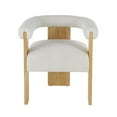 thumbnail image 6 of DecMode Polyester Curved Back Mid Century Modern Round Boucle Lounge Chair with Light Brown Wood Frame, Cream, 6 of 9