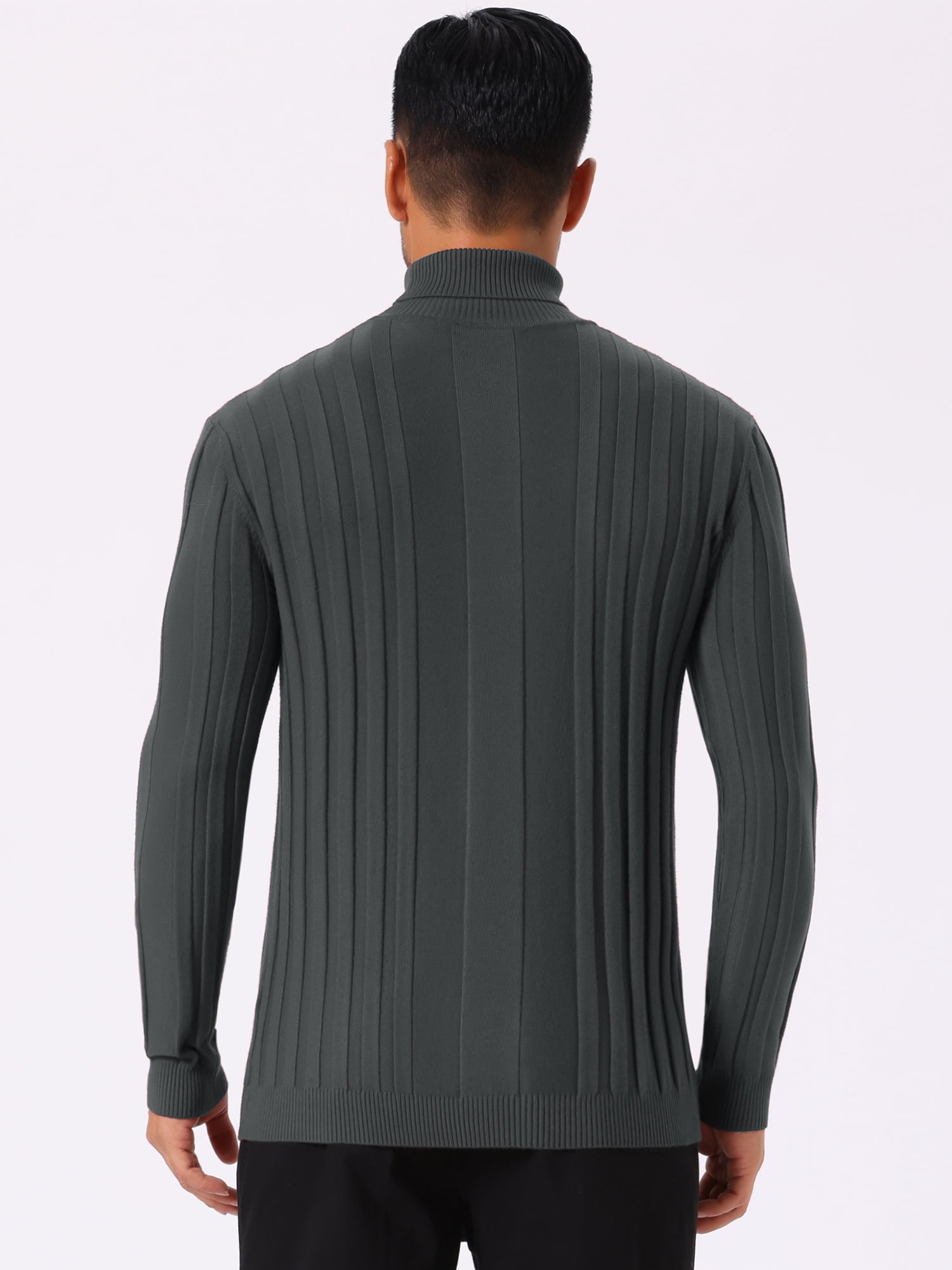 DARING DIVA Men's Solid Turtle Neck Warm Knitted Pullover Sweater M Dark Gray