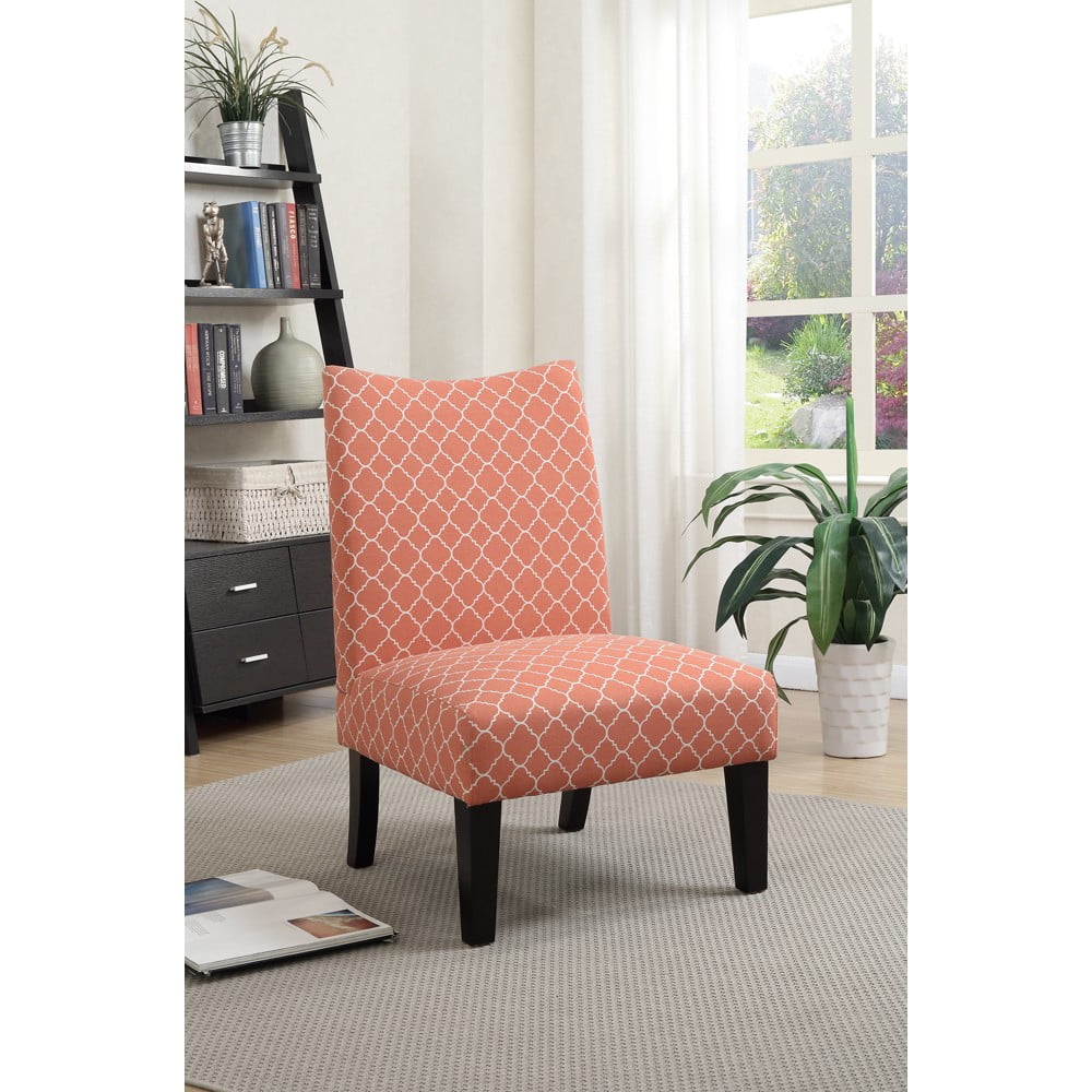 Polyster Fabric Accent Chair In Patterned Fabric, Orange