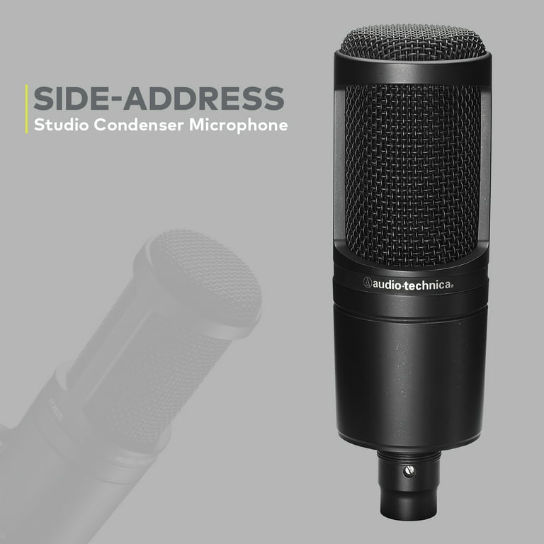 Audio-Technica AT2020 Cardioid Condenser Studio Microphone, Black with Pop  Filter Studio Microphone and Male to Female Cable - 10 Feet